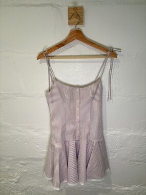 Zara Striped Button-Front Dress in Orange , Blue & White